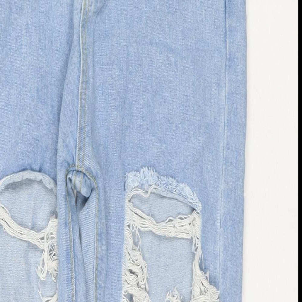 Miss Foxy Womens Blue Cotton Mom Jeans Size M L24 in Regular Zip
