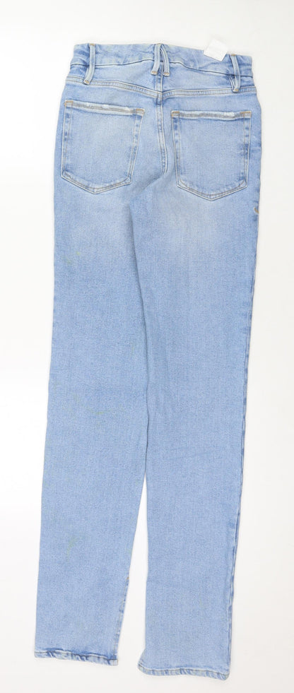 Good American Womens Blue Cotton Straight Jeans Size 24 in L33 in Regular Zip