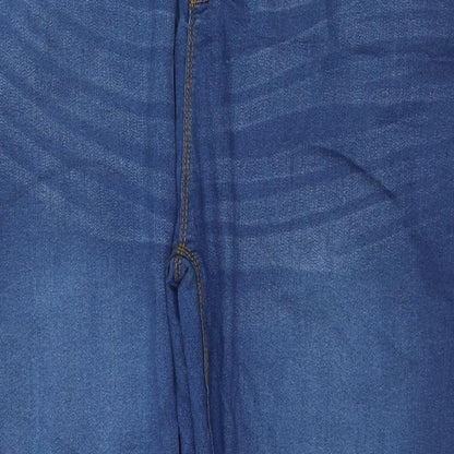 Boohoo Womens Blue Polyester Blend Straight Jeans Size 36 in L28 in Regular Zip