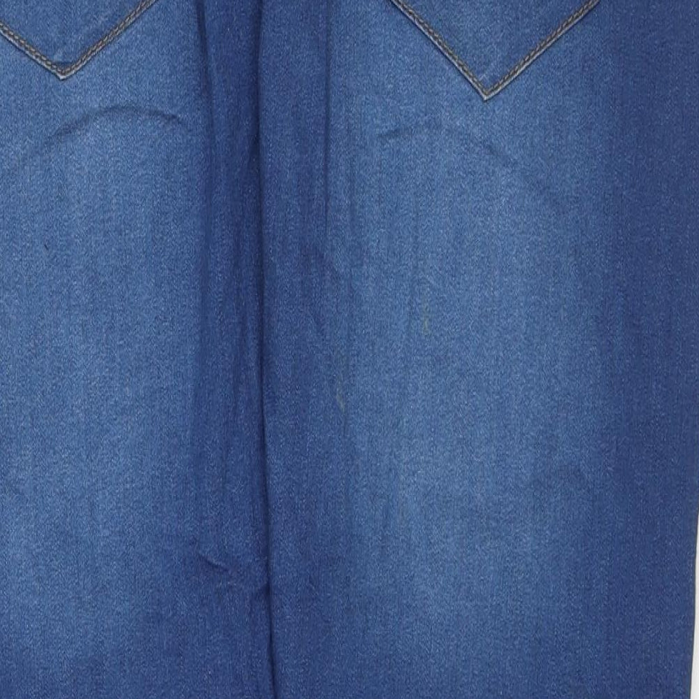 Boohoo Womens Blue Polyester Blend Straight Jeans Size 36 in L28 in Regular Zip