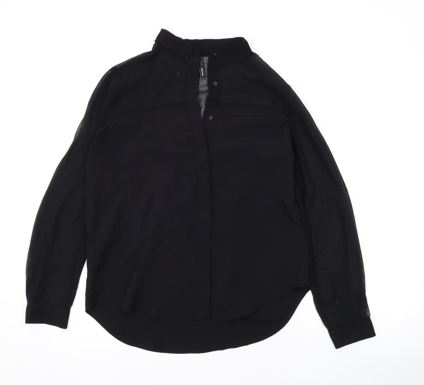 Womens UK Size XS Mango Black Basic Button-Up