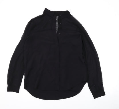 Womens UK Size XS Mango Black Basic Button-Up