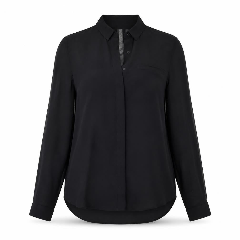 Womens UK Size XS Mango Black Basic Button-Up