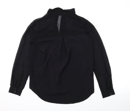 Womens UK Size XS Mango Black Basic Button-Up