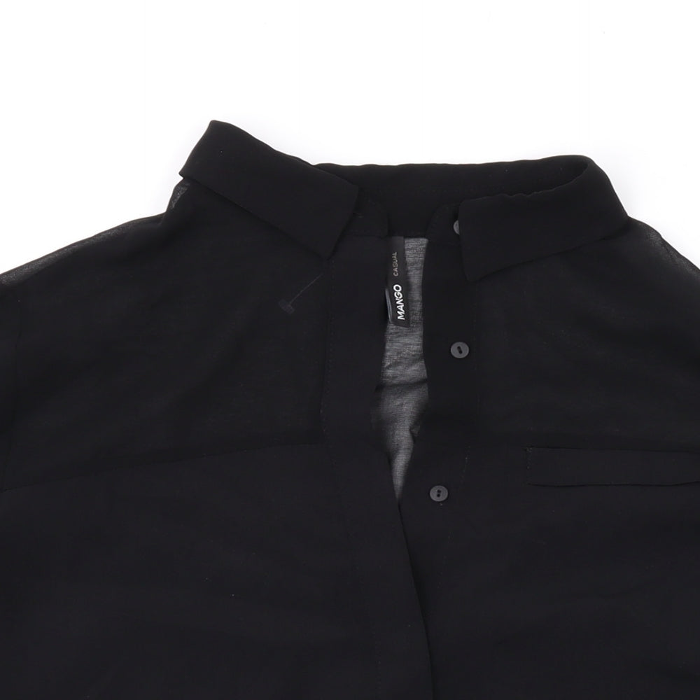 Womens UK Size XS Mango Black Basic Button-Up
