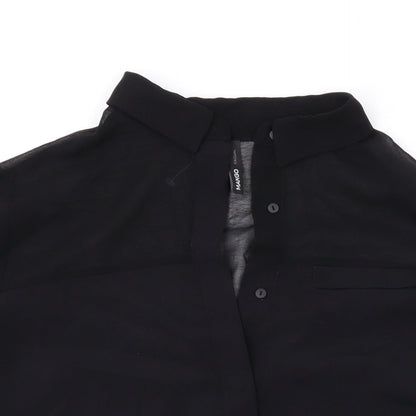 Womens UK Size XS Mango Black Basic Button-Up