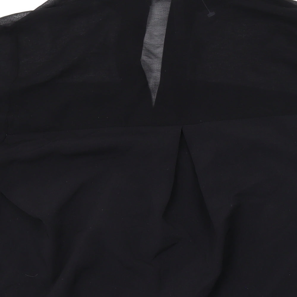 Womens UK Size XS Mango Black Basic Button-Up