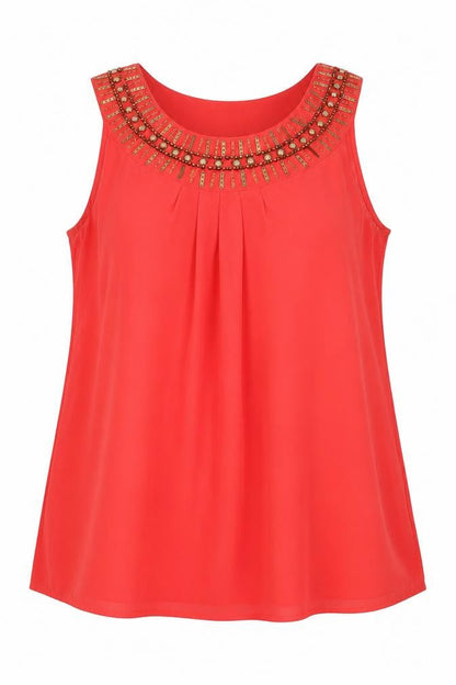 Et Vous Womens Pink Polyester Basic Tank Size 14 Scoop Neck
