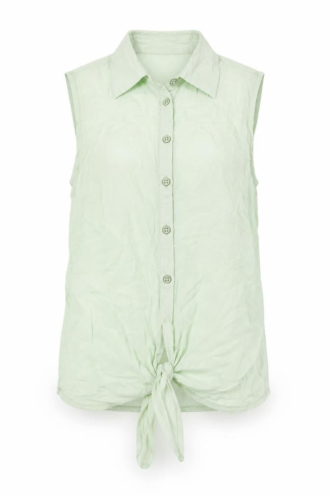 Womens UK Size 8 Warehouse Green Basic Button-Up