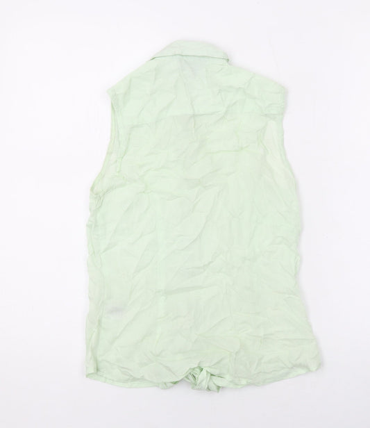 Womens UK Size 8 Warehouse Green Basic Button-Up
