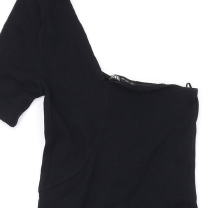 Zara Womens Black Polyamide Bodycon Size S Off the Shoulder Pullover