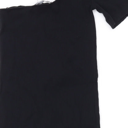 Zara Womens Black Polyamide Bodycon Size S Off the Shoulder Pullover