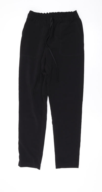 Additional front view of Object women’s black polyester jogger trousers, size UK 6, 28-inch leg regular drawstring