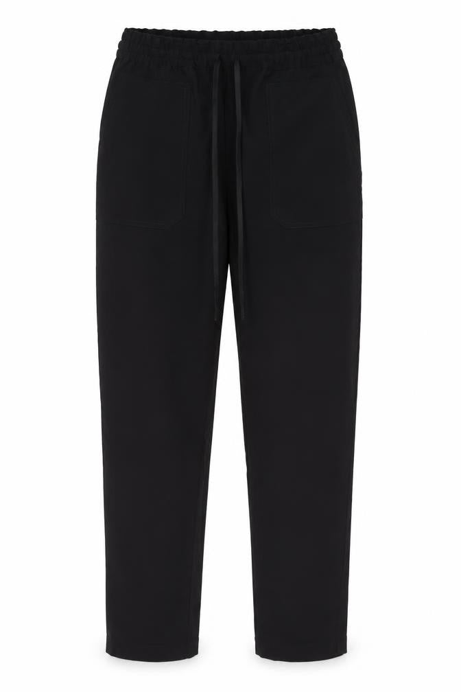 Front view of Object women’s black polyester jogger trousers, size UK 6, 28-inch leg regular drawstring