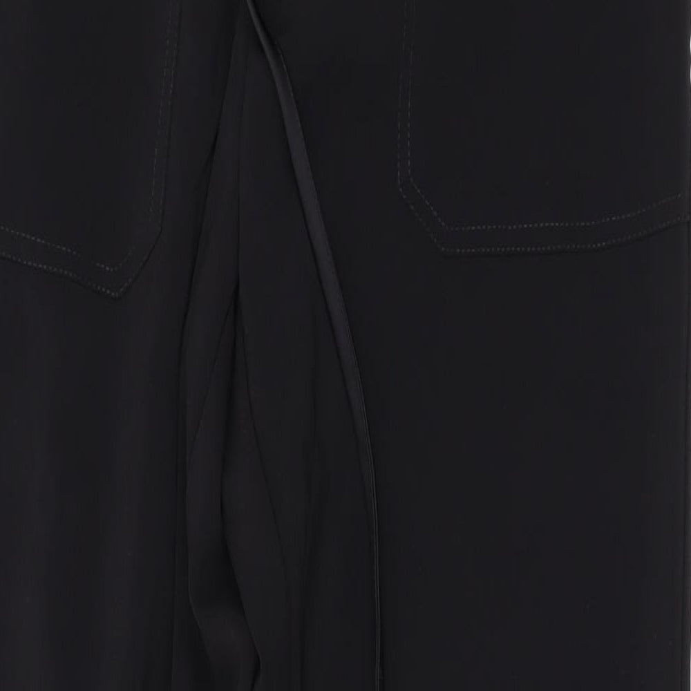 Close-up detail of Object women’s black polyester jogger trousers, size UK 6, 28-inch leg regular drawstring