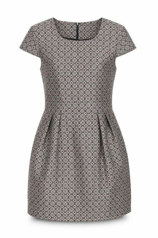 Apricot Womens Brown Geometric Polyester A-Line Size XS Scoop Neck Zip
