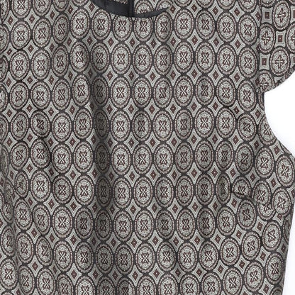 Apricot Womens Brown Geometric Polyester A-Line Size XS Scoop Neck Zip