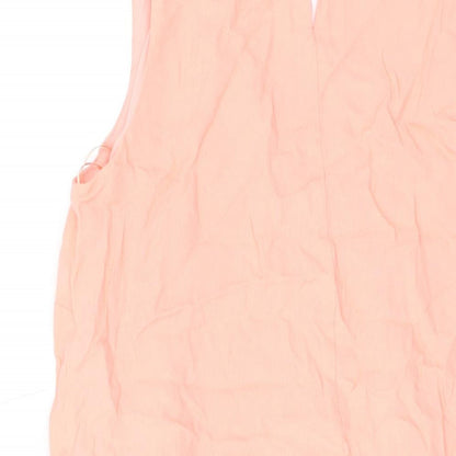 Marks and Spencer Womens Pink Viscose A-Line Size 12 V-Neck Button