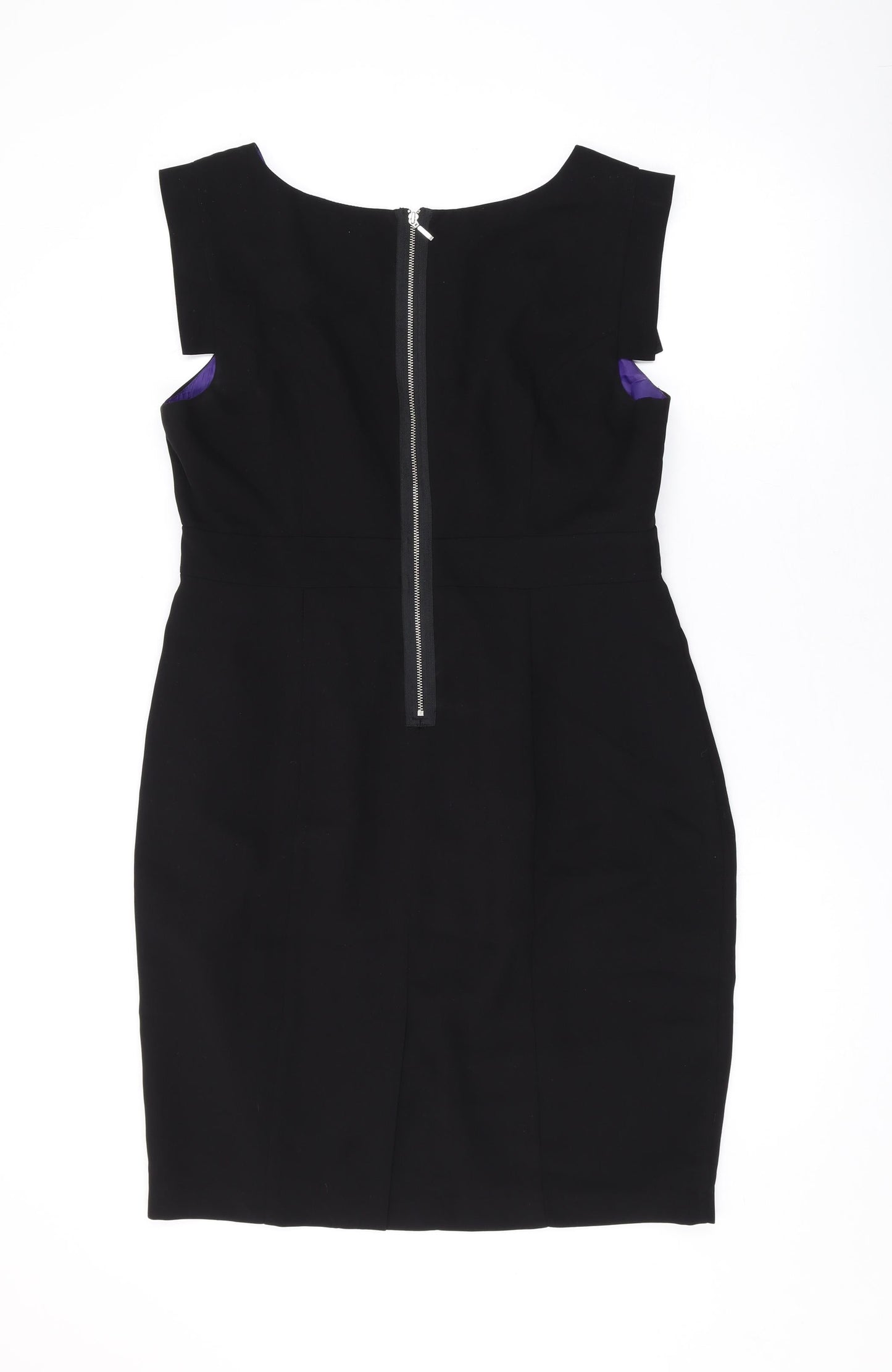 Debenhams Womens Black Polyester A-Line Size 14 Boat Neck Zip