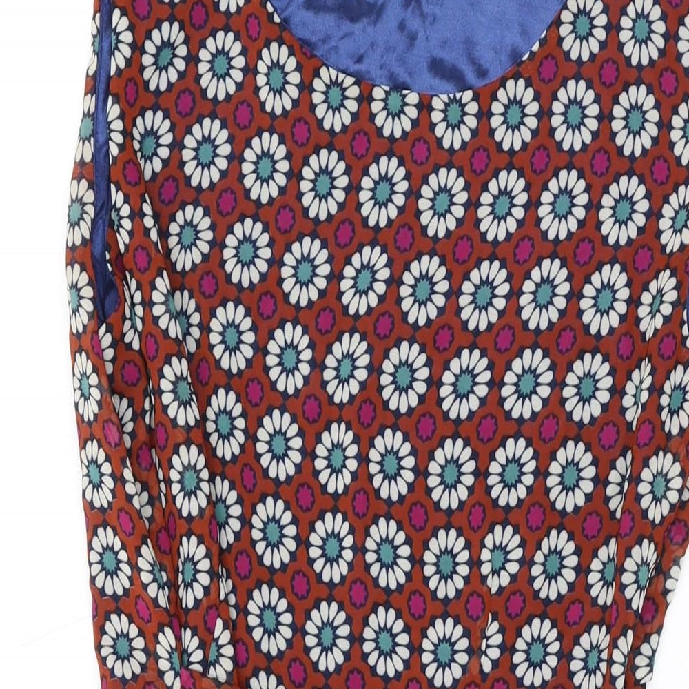 Tenki Womens Multicoloured Geometric Polyester A-Line Size 8 Round Neck Zip