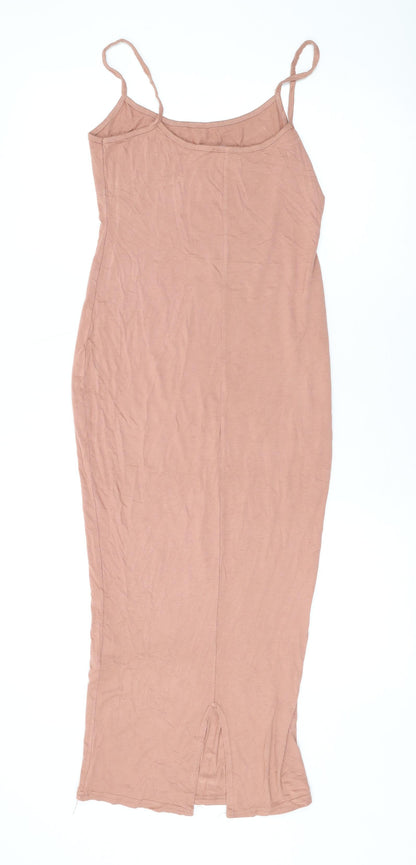 Boohoo Womens Pink Viscose Bodycon Size 8 Scoop Neck Pullover