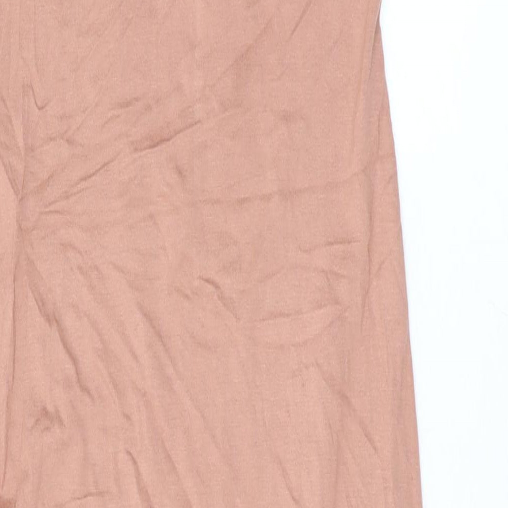 Boohoo Womens Pink Viscose Bodycon Size 8 Scoop Neck Pullover