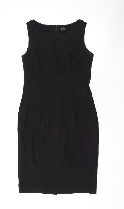Oasis Womens Black Polyester Pencil Dress Size 12 Round Neck Zip