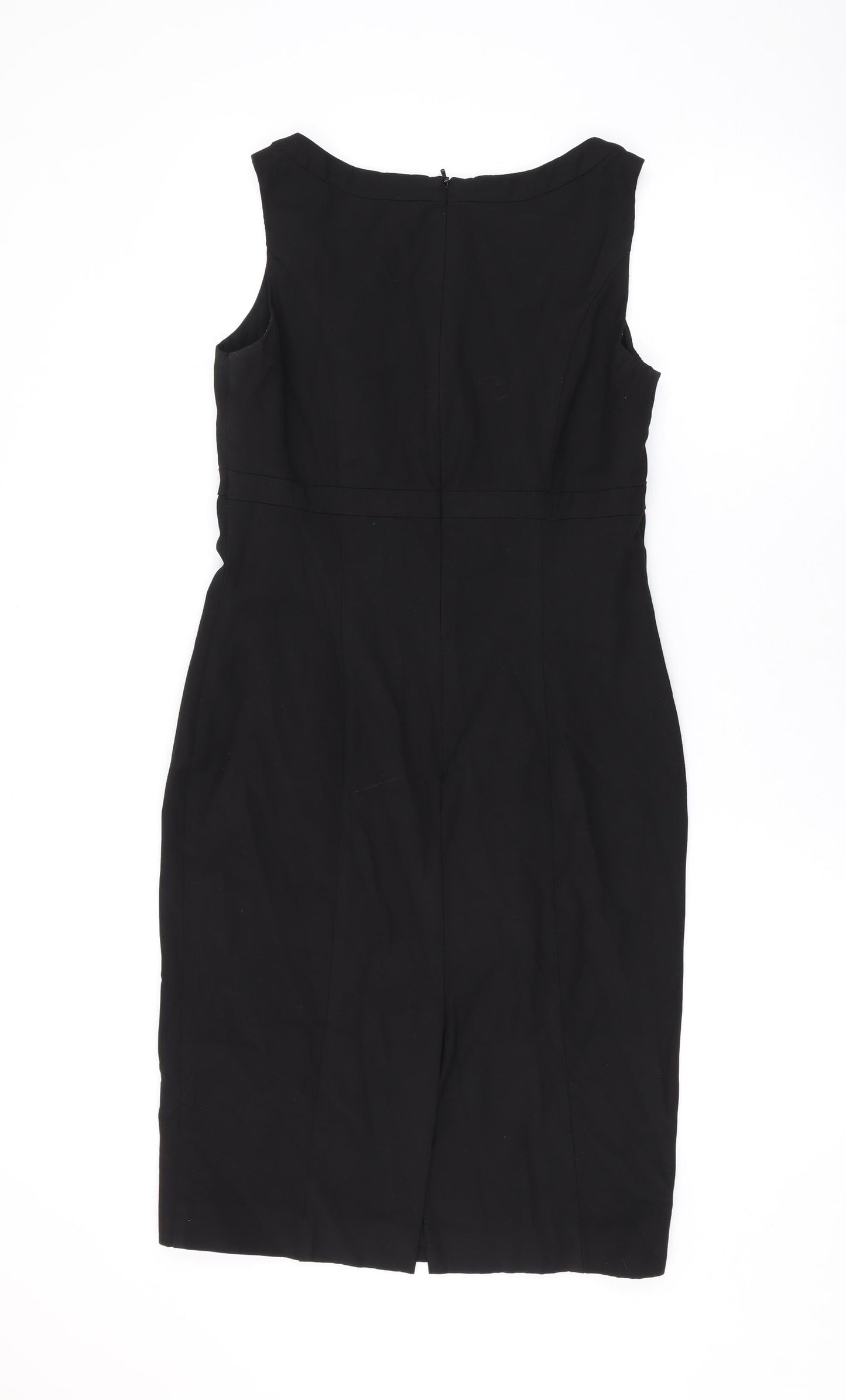 Oasis Womens Black Polyester Pencil Dress Size 12 Round Neck Zip