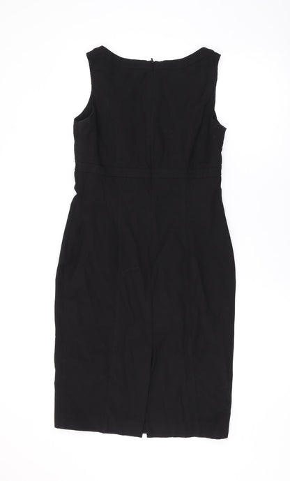 Oasis Womens Black Polyester Pencil Dress Size 12 Round Neck Zip