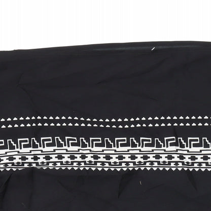 Boohoo Womens Black Geometric Polyester Basic Blouse Size M Boat Neck