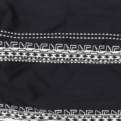 Boohoo Womens Black Geometric Polyester Basic Blouse Size M Boat Neck