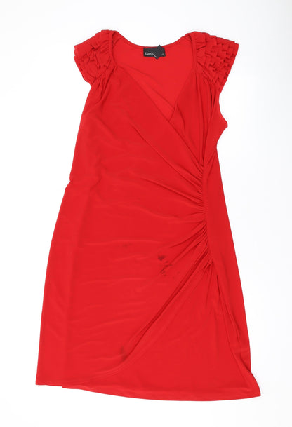 Frank Lyman Womens Red Viscose A-Line Size 16 V-Neck Pullover