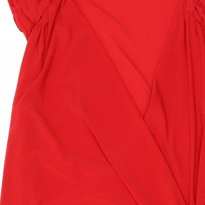 Frank Lyman Womens Red Viscose A-Line Size 16 V-Neck Pullover