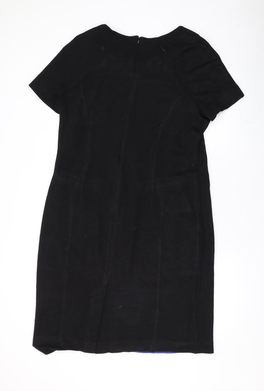 Roman Womens Black Geometric Acrylic A-Line Size 20 Scoop Neck Zip