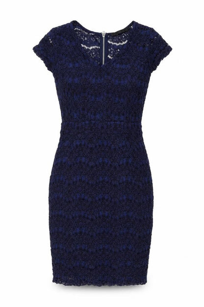 Minus Womens Blue Viscose Bodycon Size 6 V-Neck Zip