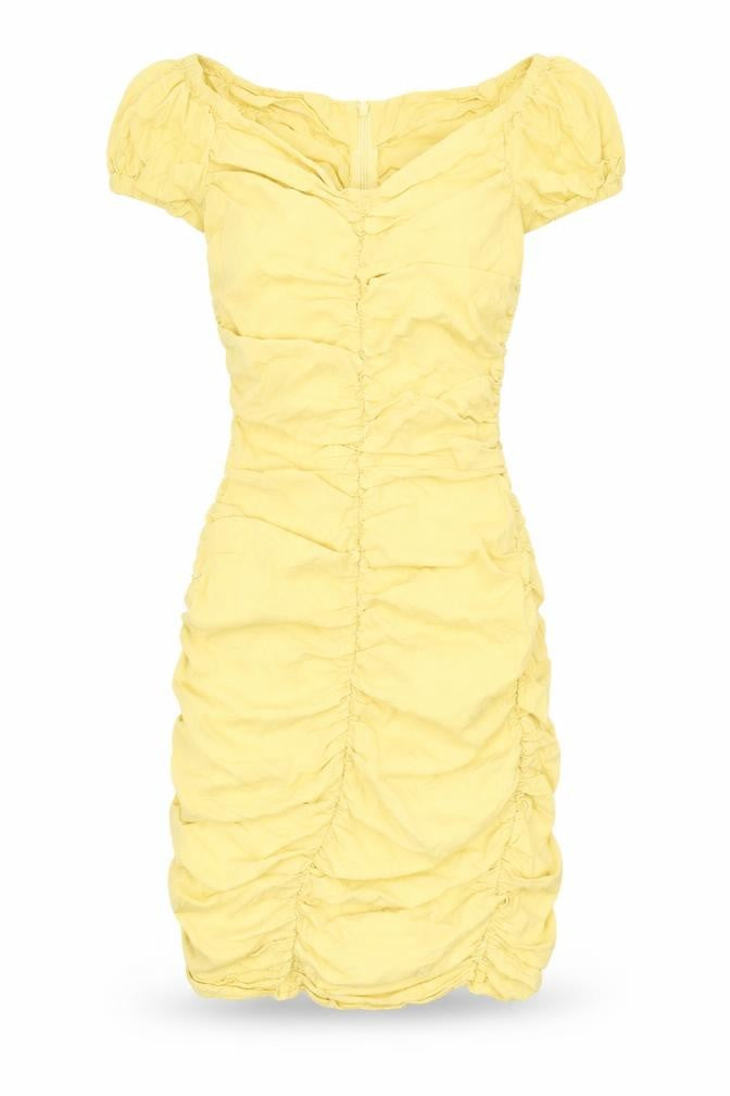 Zara Womens Yellow Polyester Bodycon Size XS Sweetheart Zip