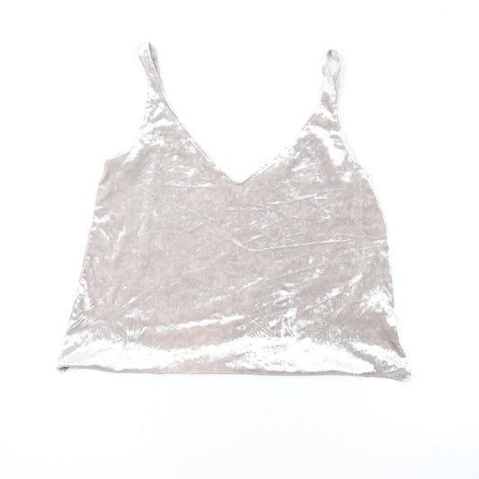 Womens UK Size S H&M Silver Basic Tank