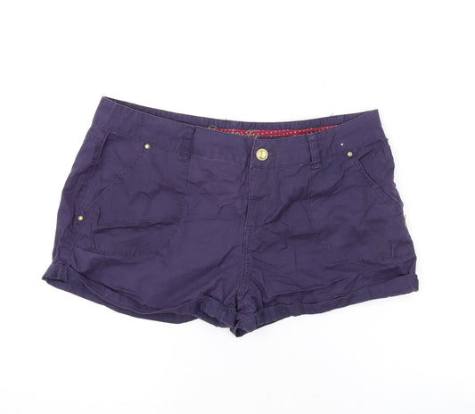 Denim & Co. Womens Blue Cotton Chino Shorts Size 14 L3 in Regular Zip