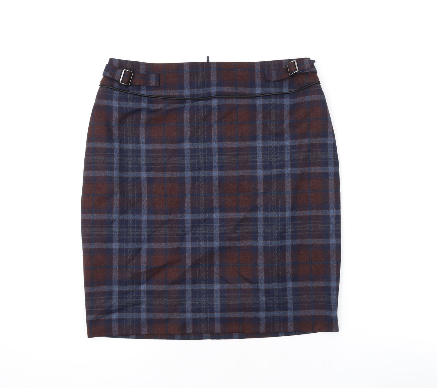 ORSAY Womens Blue Plaid Polyester Mini Skirt Size 8 Zip