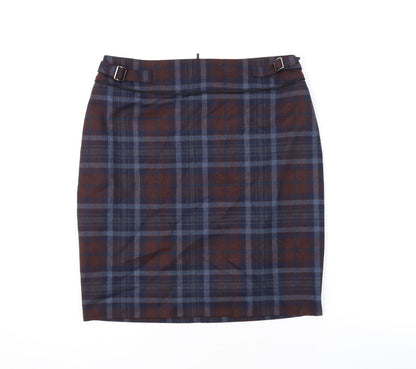 ORSAY Womens Blue Plaid Polyester Mini Skirt Size 8 Zip