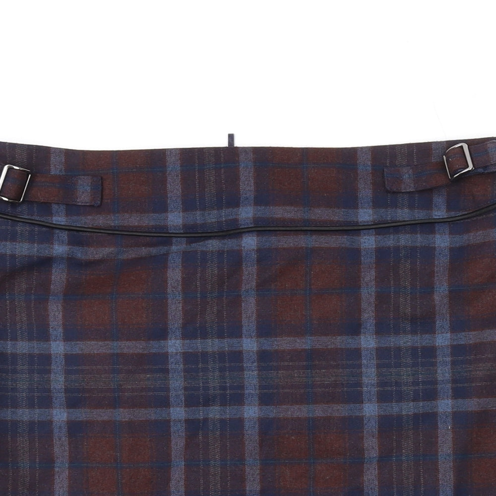 ORSAY Womens Blue Plaid Polyester Mini Skirt Size 8 Zip