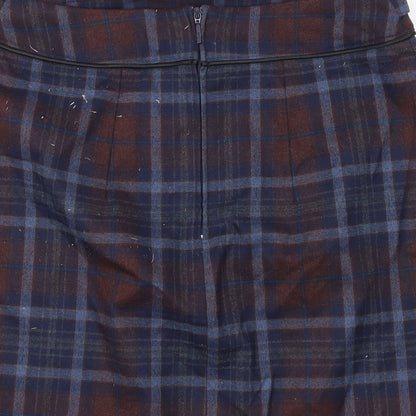 ORSAY Womens Blue Plaid Polyester Mini Skirt Size 8 Zip