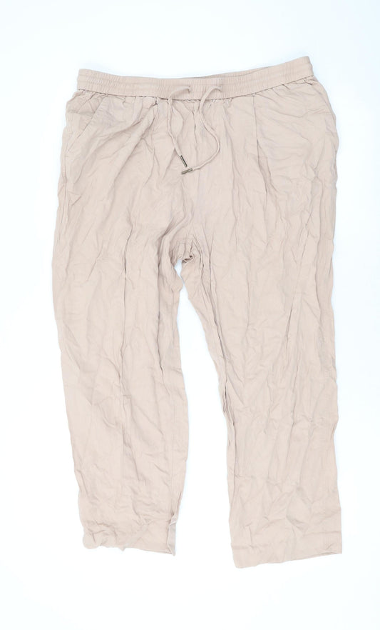 Mango Womens Pink Viscose Jogger Trousers Size XL L23 in Regular Drawstring