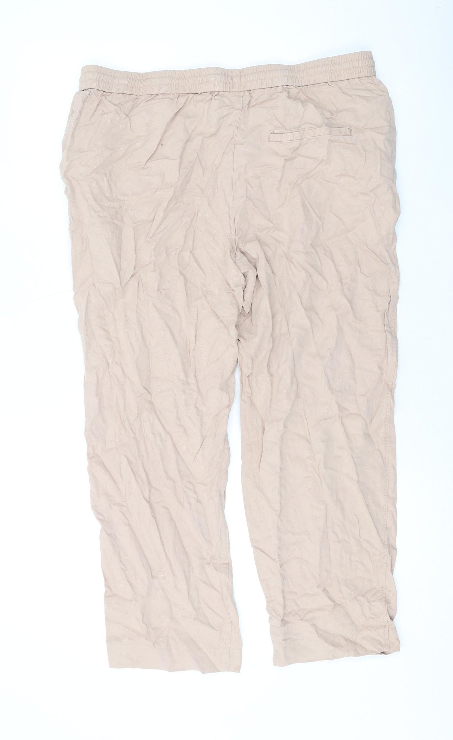 Mango Womens Pink Viscose Jogger Trousers Size XL L23 in Regular Drawstring