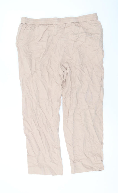 Mango Womens Pink Viscose Jogger Trousers Size XL L23 in Regular Drawstring