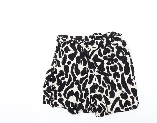 Nasty Gal Womens Black Geometric Viscose Basic Shorts Size 6 L3 in Regular Pull On