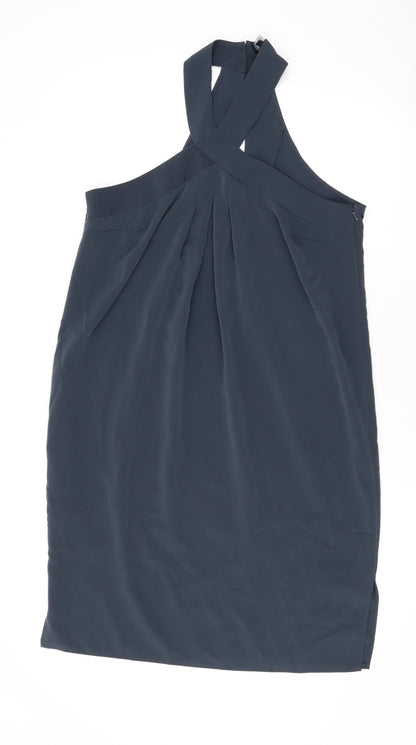 NEXT Womens Grey Polyester A-Line Size 12 Halter Button