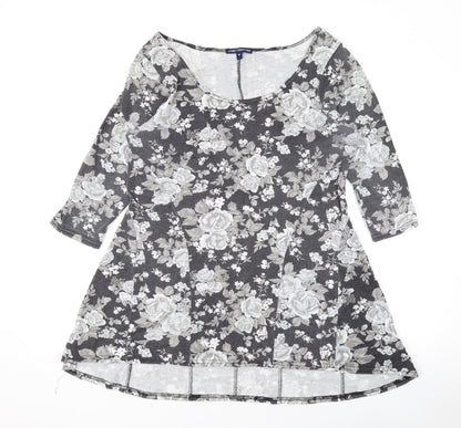 Store Twenty One Womens Green Floral Polyester A-Line Size 14 Scoop Neck Pullover