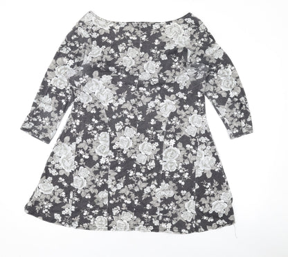 Store Twenty One Womens Green Floral Polyester A-Line Size 14 Scoop Neck Pullover
