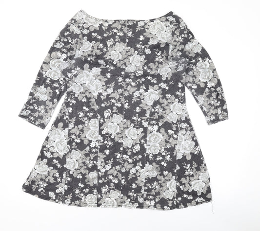 Store Twenty One Womens Green Floral Polyester A-Line Size 14 Scoop Neck Pullover